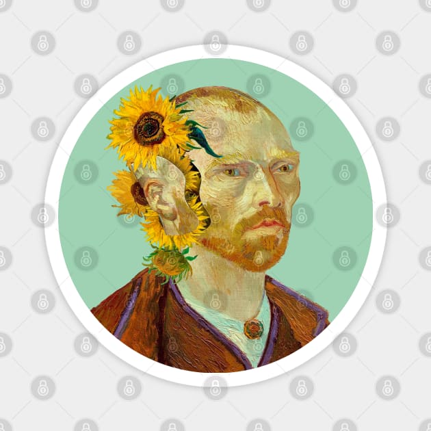 Surreal Symphony: Van Gogh's Sunflowers from a Severed Ear Magnet by ArtOfSilentium